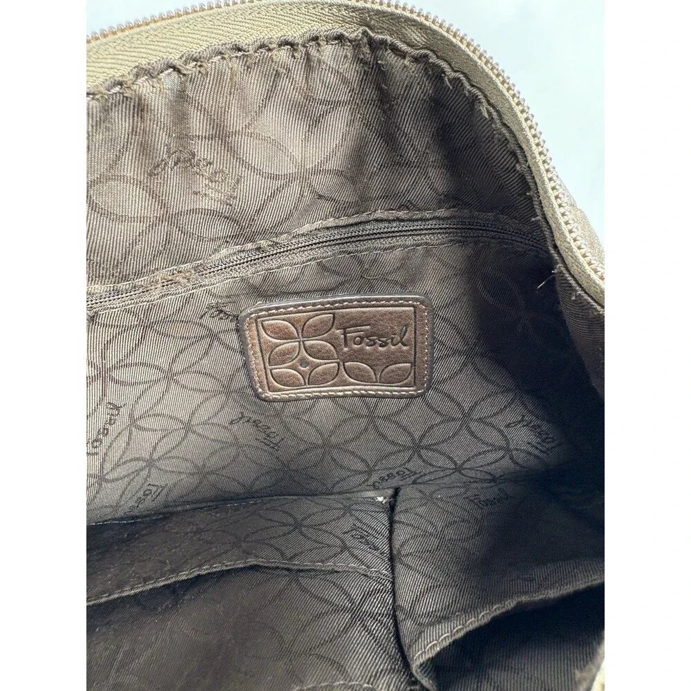 Fossil Women's Brown Suede Leather Solid Hobo Shoulder Handbags Purse One Size